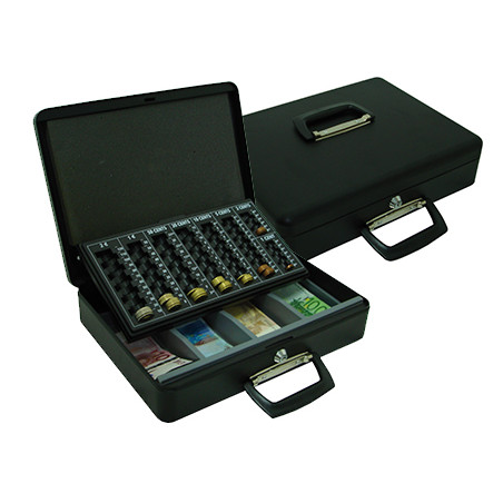 Caja caudales q-connect 14,5\\\" 370x290x110 mm con portamonedas y bandeja para billetes