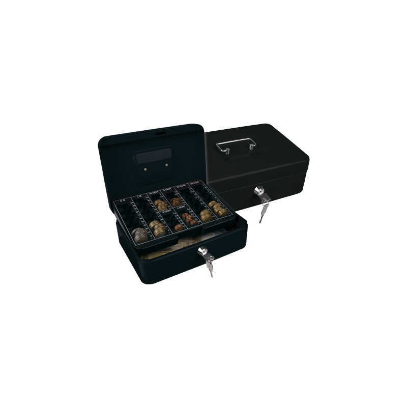 Caja caudales q-connect 10   " 250x180x90 mm negra con portamonedas