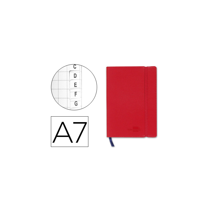 Libreta indice liderpapel similpiel a7 120 hojas 70gr color rojo