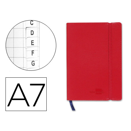 Libreta indice liderpapel similpiel a7 120 hojas 70g/m2 color rojo