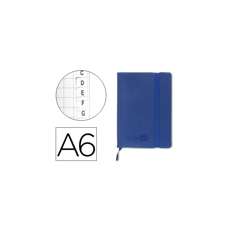 Libreta indice liderpapel similpiel a6 120 hojas 70gr color azul