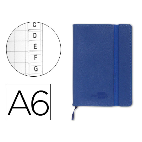 Libreta indice liderpapel similpiel a6 120 hojas 70g/m2 color azul
