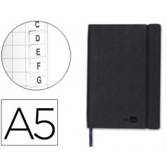 Libreta indice liderpapel similpiel a5 120 hojas 70g/m2 color negro
