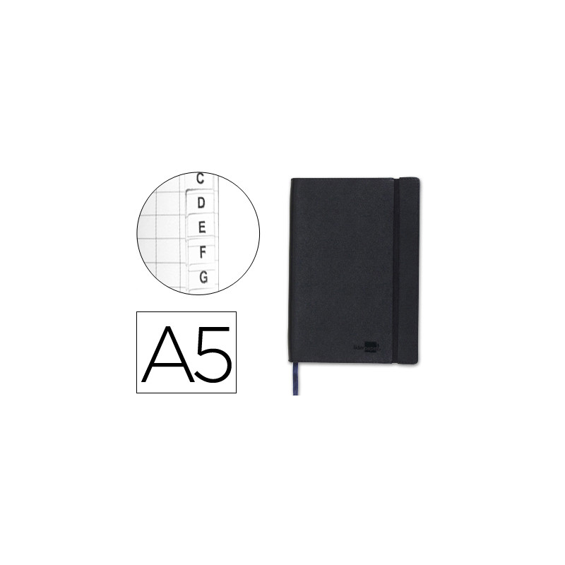 Libreta indice liderpapel similpiel a5 120 hojas 70gr color negro