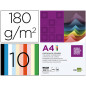 Cartulina liderpapel a4 180g/m2 10 colores surtidos paquete de 100 hojas