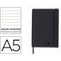 Libreta liderpapel simil piel a5 120 hojas 70g/m2 horizontal sin margen negro