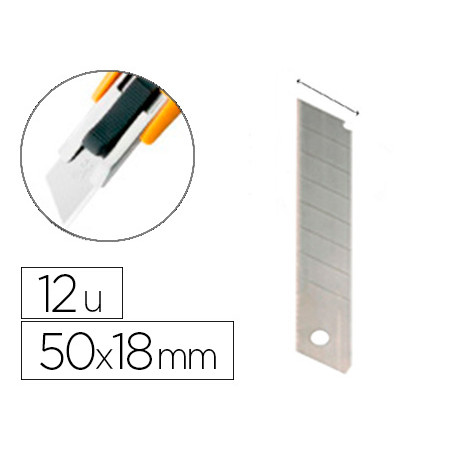 Repuesto cuter ancho metalico q-connect 0,5x18 mm estuche de12 cuchillas