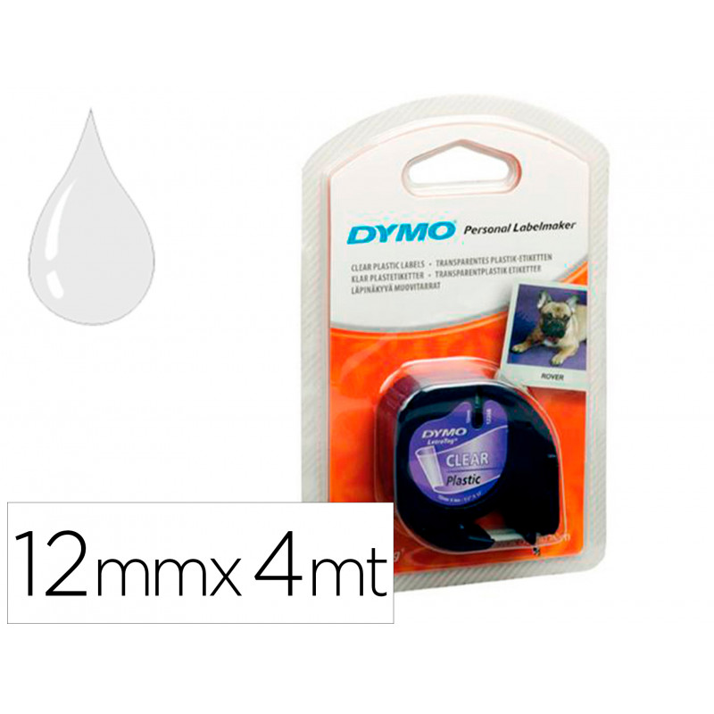 Cinta dymo 12mm x 4mt transparente para maquina letratag