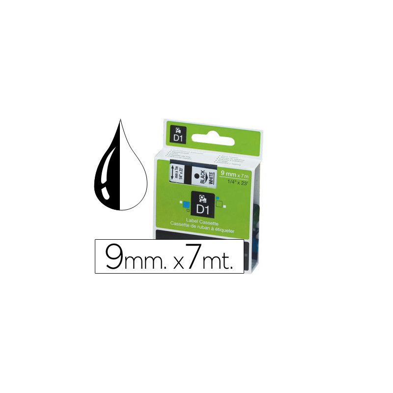 Cinta dymo negro-transparente 9mm x 7mt d1