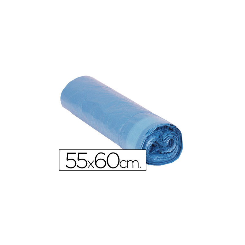 Bolsa basura domestica azul cierra facil 55x60 galga 120 rollo de 20 unidades