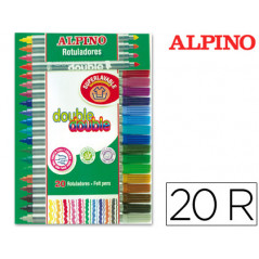 Rotulador alpino double double punta gruesa y punta fina caja de 20+4 colores surtidos