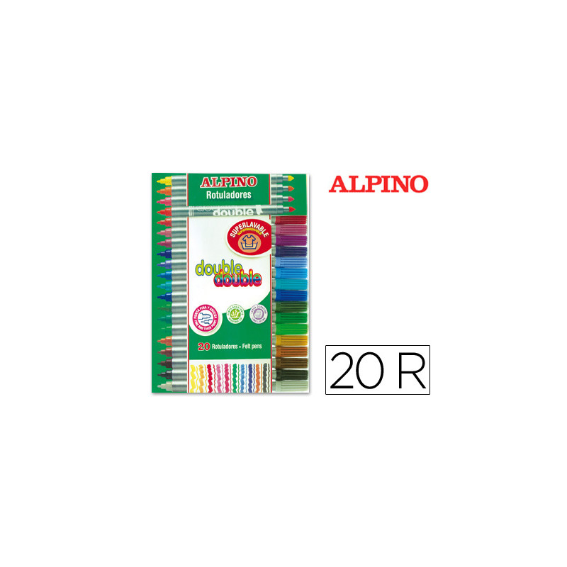 Rotulador alpino double double punta gruesa y punta fina caja de 20+4 unidades colores surtidos