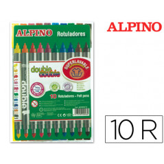 Rotulador alpino double double punta gruesa y punta fina caja de 10+2 colores surtidos
