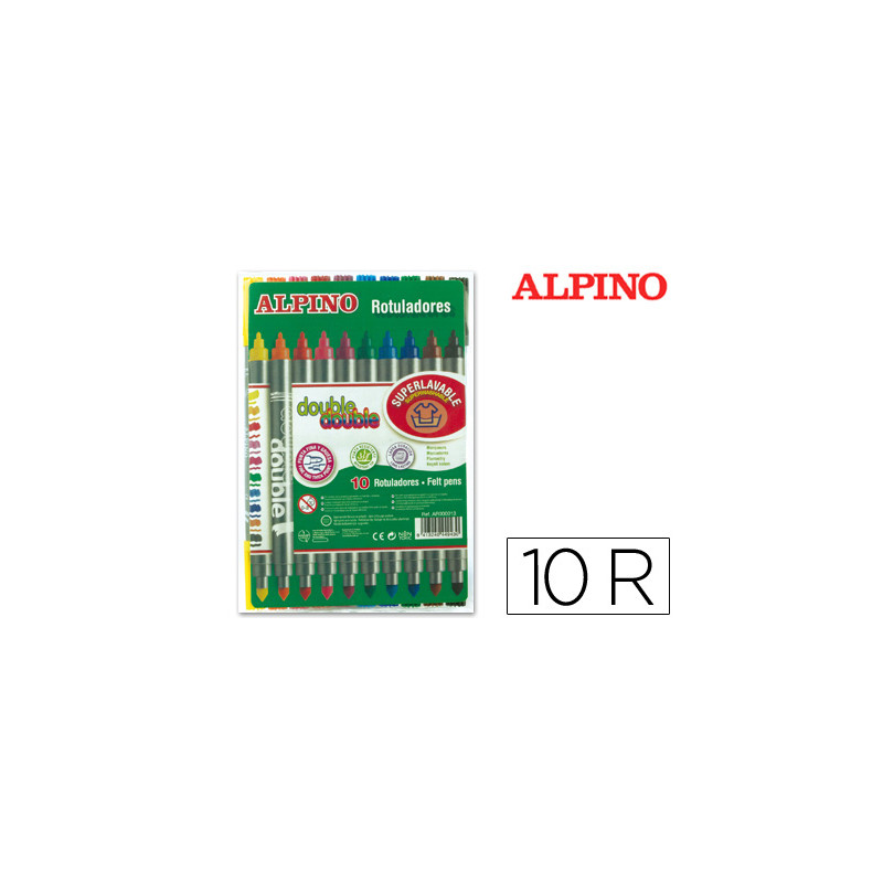 Rotulador alpino double double punta gruesa y punta fina caja de 10+2 unidades colores surtidos