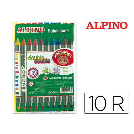 Rotulador alpino double double punta gruesa y punta fina caja de 10+2 unidades colores surtidos