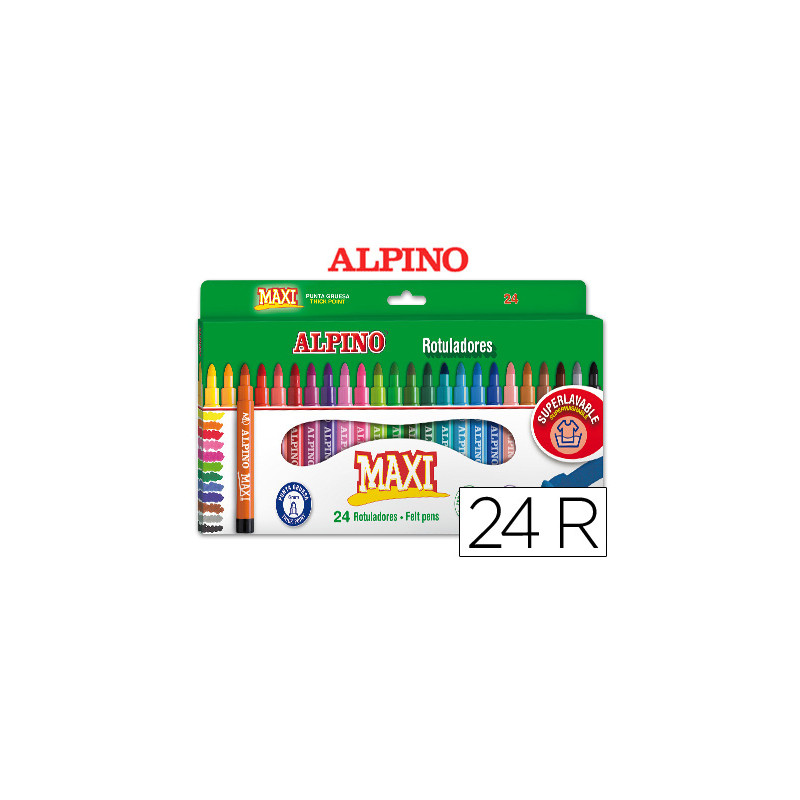 Rotulador alpino maxi caja de 24 unidades colores surtidos