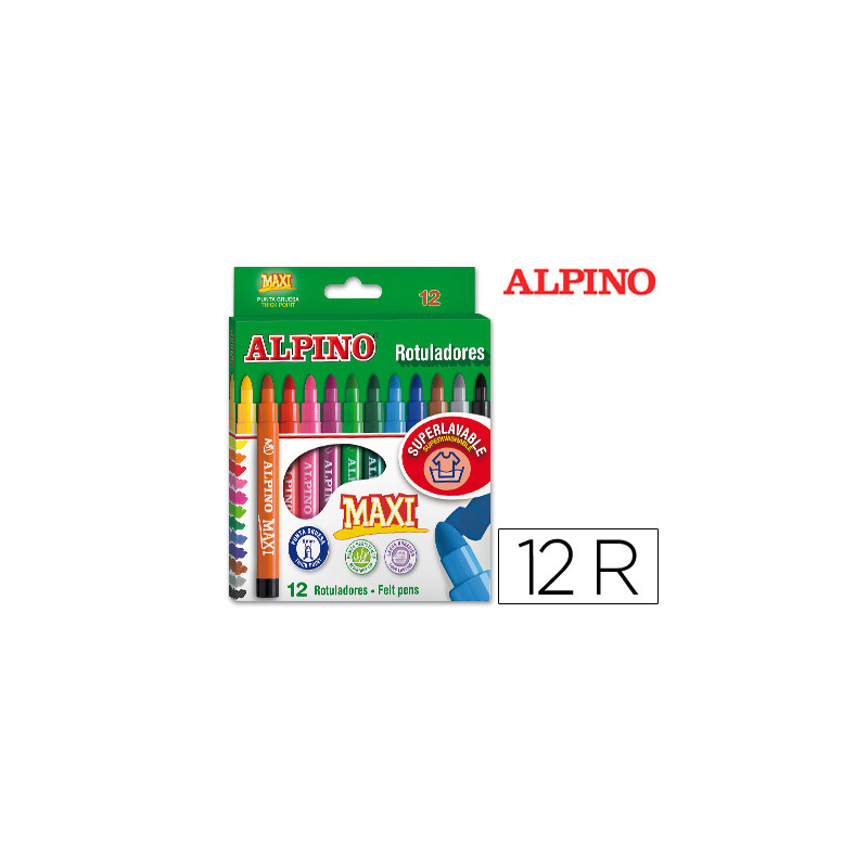 Rotulador alpino maxi caja de 12 unidades colores surtidos