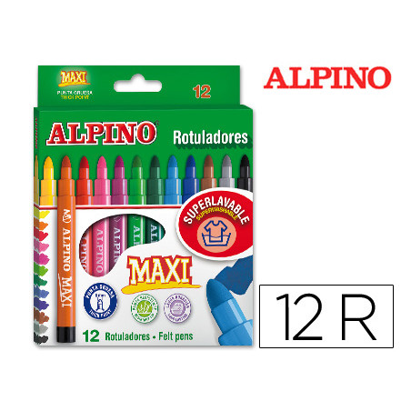 Rotulador alpino maxi caja de 12 colores surtidos