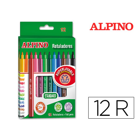 Rotulador alpino standard caja de 12 colores surtidos