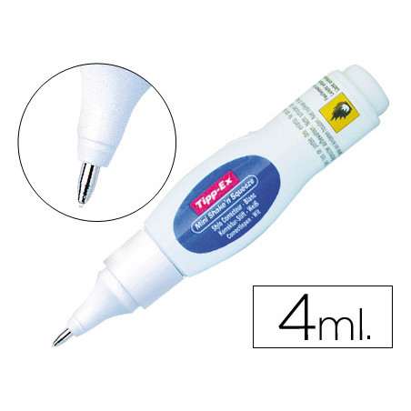 Corrector tipp-ex lapiz shake 'n squeeze mini con punta metalica 4 ml