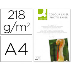 Papel q-connect foto glossy din a4 para fotocopiadoras e impresoras laser -paquete de 100 hojas 220 gr