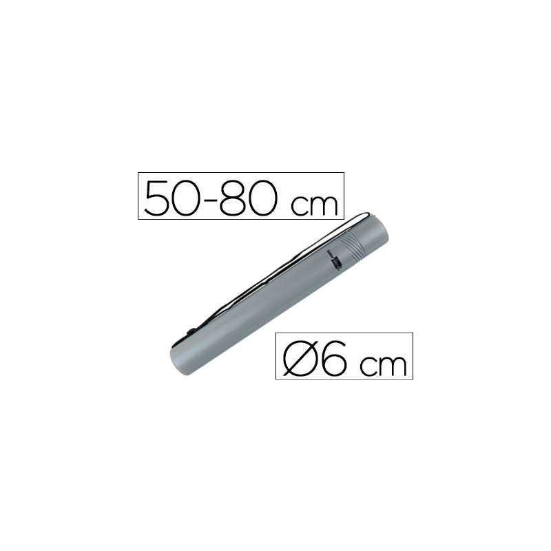 Portaplanos plastico liderpapel diametro 6 cm extensible hasta 80 gris