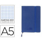 Libreta liderpapel simil piel a5 120 hojas 70gr cuadro 4mm sin margen azul