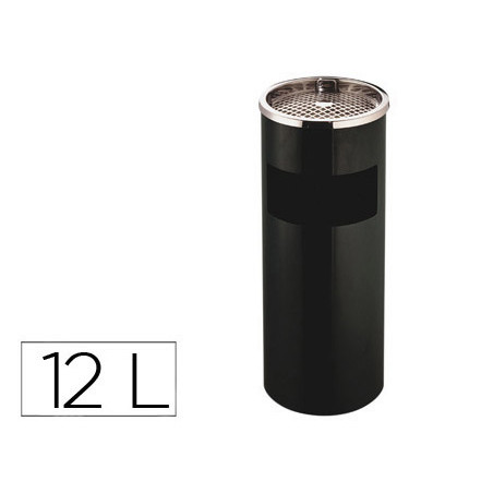 Cenicero papelera metalico q-connect con recogecolillas negro 61,5x25 cm