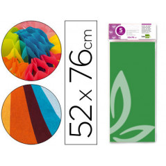 Papel seda liderpapel 52x76cm 18g/m2 bolsa de 5 hojas verde