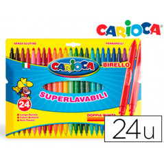 Rotulador carioca birelo bipunta caja de 24 colores