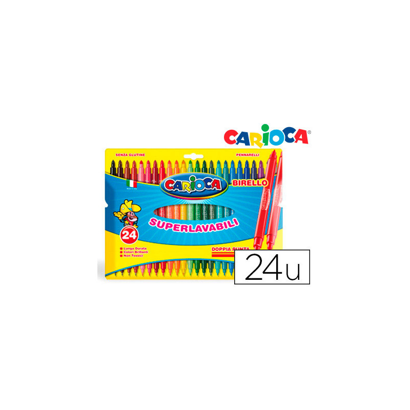 Rotulador carioca birello doble punta caja de 24 unidades colores surtidos