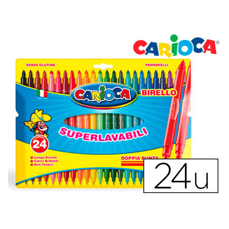Rotulador carioca birello bipunta caja de 24 colores surtidos