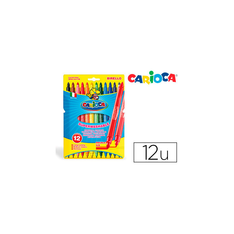 Rotulador carioca birello doble punta caja de 12 unidades colores surtidos