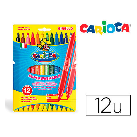Rotulador carioca birello doble punta caja de 12 unidades colores surtidos