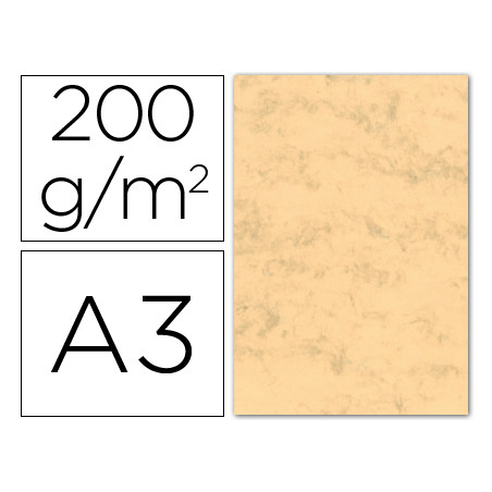 Cartulina marmoleada din a3 200 gr. ocre paquete de 100 h