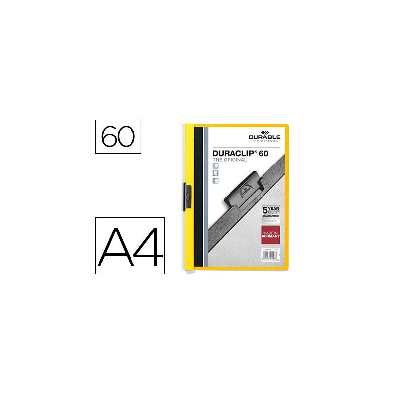 Carpeta duraclip dossier pinza lateral amarillo capacidad 60 hojas