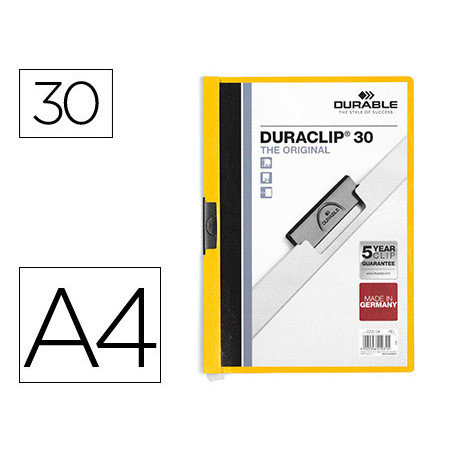 Carpeta duraclip dossier pinza lateral amarillo capacidad 30 hojas