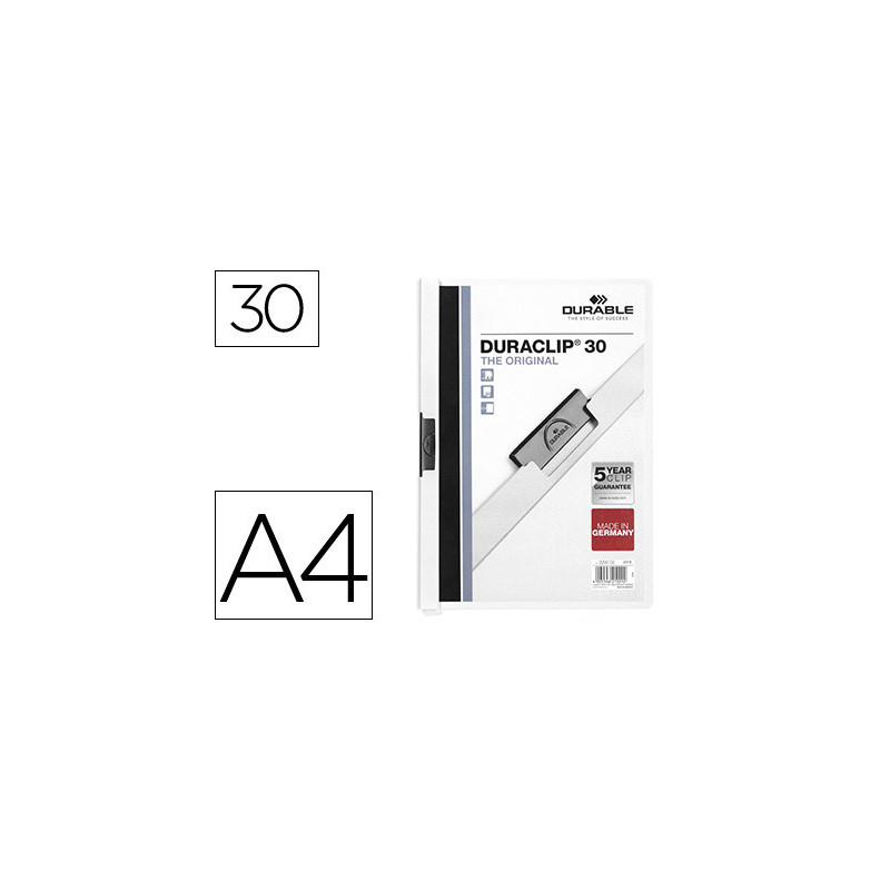 Carpeta duraclip dossier pinza lateral blanco capacidad 30 hojas