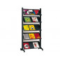 Expositor paperflow de suelo movil metalico con 5 repisas color negro 140x1700x395 mm