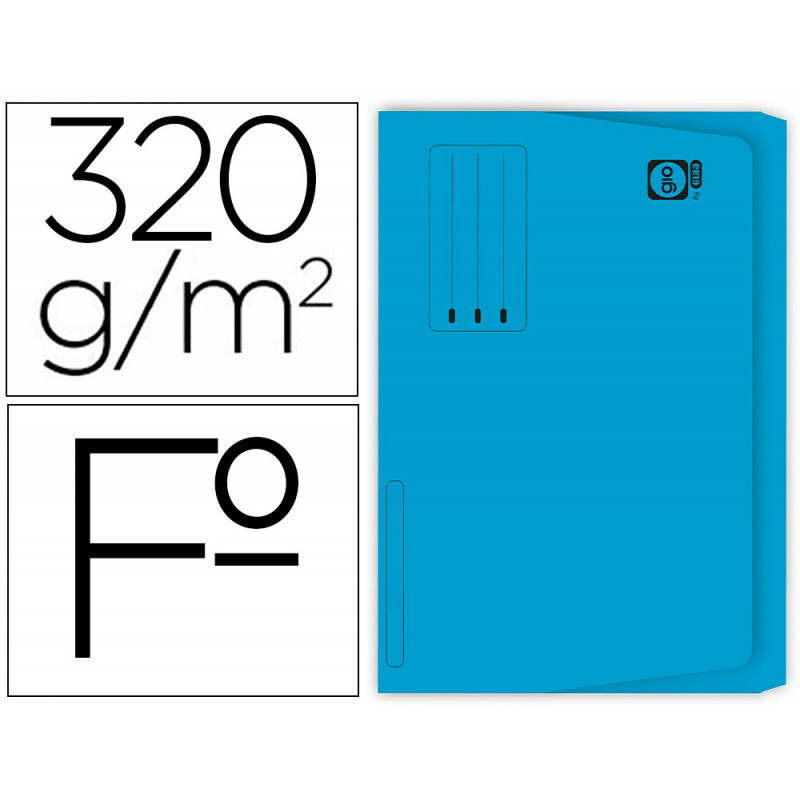 Subcarpeta cartulina gio folio pocket azul con bolsa y solapa320g/m2