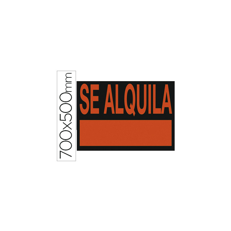 Cartel plastico archivo 2000    "se alquila   " rojo fluorescente 700x500 mm