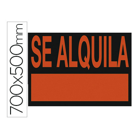 Cartel plastico \\\"se alquila\\\" rojo fluorescente 700x500 mm