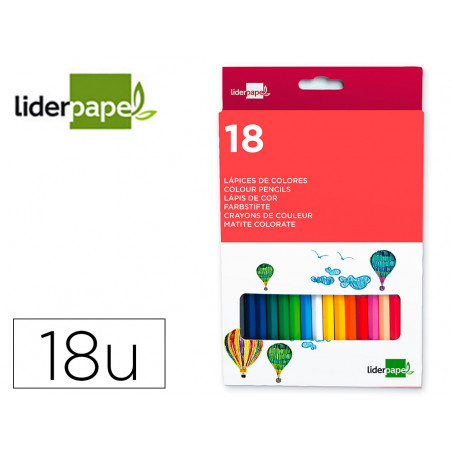 Lapices de colores liderpapel caja de 18 unidades colores surtidos