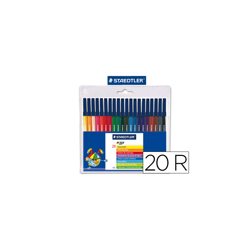 Rotulador staedtler noris 326 punta de fibra nuevo cuerpo hexagonal caja de 20 unidades colores surtidos