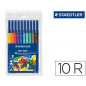 Rotulador staedtler noris 326 punta de fibra nuevo cuerpo hexagonal caja de 10 unidades colores surtidos