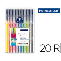 Rotulador staedtler triplus color 323 estuche de 20 unidades colores surtidos