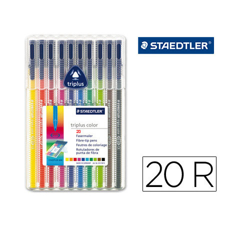 Rotulador staedtler triplus color 323 estuche de 20 unidades colores surtidos
