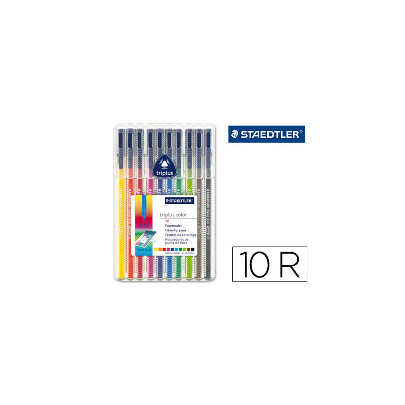 Rotulador staedtler triplus color 323 estuche de 10 unidades colores surtidos