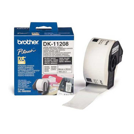 Etiqueta adhesiva brother dk11208 -tamaño 38x90 mm para impresoras de etiquetas ql -400 etiquetas-