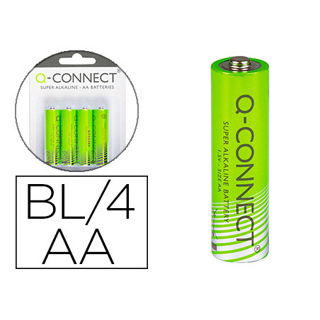 Pila q-connect alcalina aa blister con 4 unidades